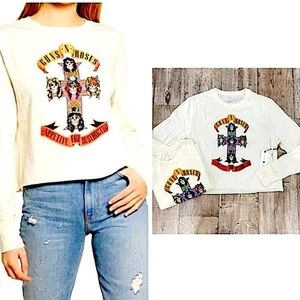 GUNS & ROSES Appetite For Destruction long sleeve crop tee size L NWT